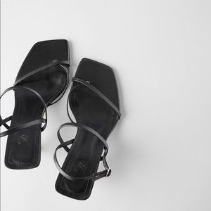 Zara strappy mid-heel leather sandals
